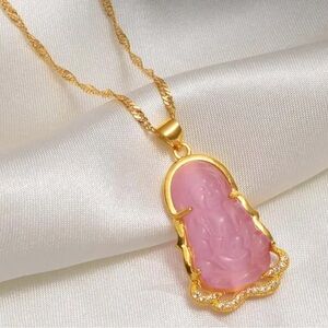 Pink Buddha necklace 18 inch